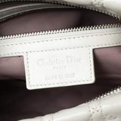 Pre Owned Dior White Cannage Leather Panarea Zip Pouch