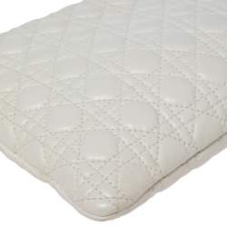 Pre Owned Dior White Cannage Leather Panarea Zip Pouch