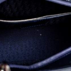 Pre Owned حقيبة يد توتس ديور ليدي ديور جلد لامع كاناج أزرق كحلي كبيرة