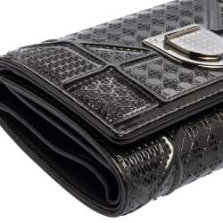 Dior Grey Micro Cannage Patent Leather Diorama Trifold Wallet