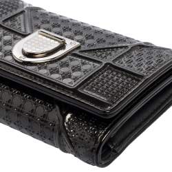 Dior Grey Micro Cannage Patent Leather Diorama Trifold Wallet