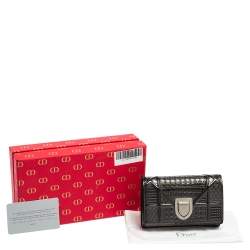 Dior Grey Micro Cannage Patent Leather Diorama Trifold Wallet