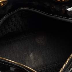 Pre Owned Dior Black Cannage Patent Leather Large Lady Dior Tote