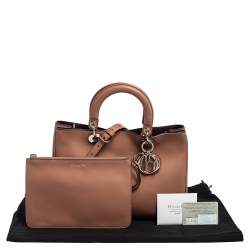 Pre Owned Dior Old Rose Leather Medium Diorissimo Shopper Tote