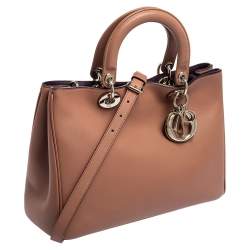 Pre Owned Dior Old Rose Leather Medium Diorissimo Shopper Tote