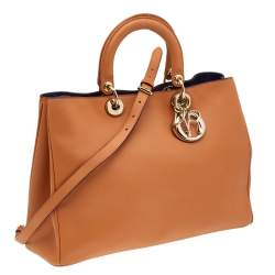 Pre Owned Dior Orange Leather Large Diorissimo Shopper Tote