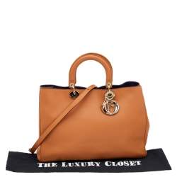 Pre Owned Dior Orange Leather Large Diorissimo Shopper Tote