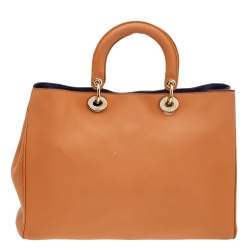 Pre Owned Dior Orange Leather Large Diorissimo Shopper Tote
