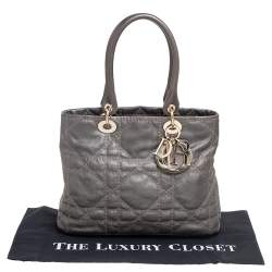 Pre Owned حقيبة يد ديور متروبول كانفاس مقوى كاناج رمادي ميتالك