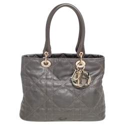 Pre Owned حقيبة يد ديور متروبول كانفاس مقوى كاناج رمادي ميتالك