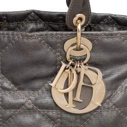 Pre Owned حقيبة يد ديور متروبول كانفاس مقوى كاناج رمادي ميتالك