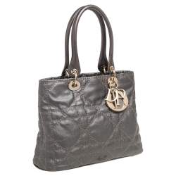 Pre Owned حقيبة يد ديور متروبول كانفاس مقوى كاناج رمادي ميتالك