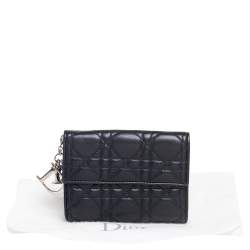 Dior Black Cannage Leather Lady Dior Compact Wallet