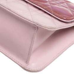 Pre Owned Dior Iridescent/Pink Cannage Quilted Patent and Leather New Lock Clutch Bag