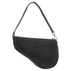 Pre Owned Dior Black/Red Floral Print Fabric Limited Edition Saddle Bag