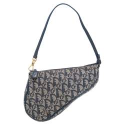 Pre Owned حقيبة سادل ديور جلد وكانفاس أوبليك أزرق/ رصاصي  