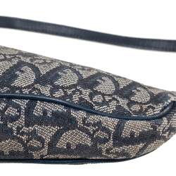 Pre Owned حقيبة سادل ديور جلد وكانفاس أوبليك أزرق/ رصاصي  