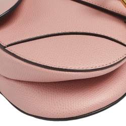 Pre Owned Dior Pink Grained Leather Saddle Bag
