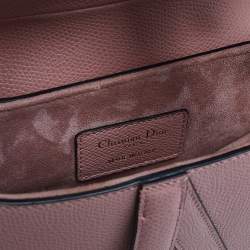 Pre Owned Dior Pink Grained Leather Saddle Bag