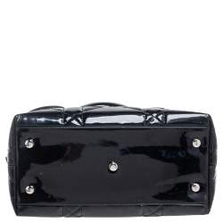 Pre Owned حقيبة يد توتس ديور غرانفيل جلد لامع مبطن كاناج أسود صغيرة 