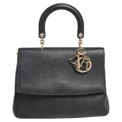 Pre Owned Dior Black Leather Medium Be Dior Flap Top Handle Bag