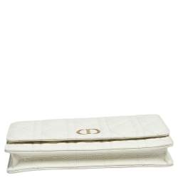 Dior White Cannage Leather Caro Belt Pouch with Chain
