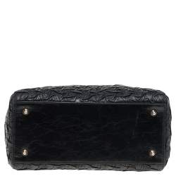 Pre Owned حقيبة يد توتس ديور ليدي ديور جلد مجعد مموج أسود