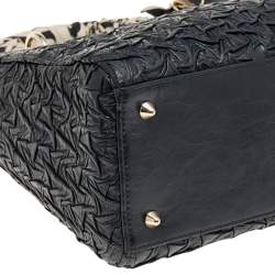 Pre Owned حقيبة يد توتس ديور ليدي ديور جلد مجعد مموج أسود