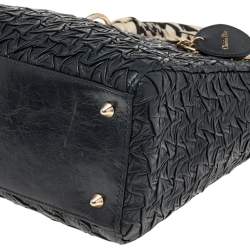 Pre Owned حقيبة يد توتس ديور ليدي ديور جلد مجعد مموج أسود