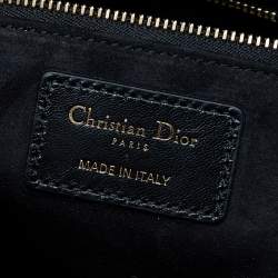 Pre Owned حقيبة يد توتس ديور ليدي ديور جلد مجعد مموج أسود