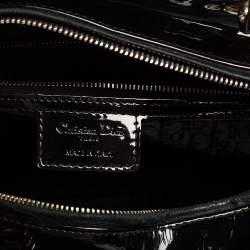 مملوكة مسبقًا حقيبة يد توتس ديور ليدي ديور جلد لامع كاناج أسود كبيرة
