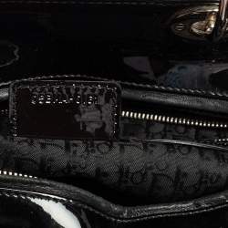 مملوكة مسبقًا حقيبة يد توتس ديور ليدي ديور جلد لامع كاناج أسود كبيرة