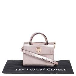 Pre Owned Dior Metallic Light Pink Pebbled Leather Mini Diorever Tote