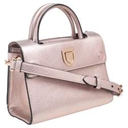 Pre Owned Dior Metallic Light Pink Pebbled Leather Mini Diorever Tote