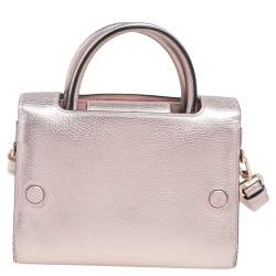 Pre Owned Dior Metallic Light Pink Pebbled Leather Mini Diorever Tote