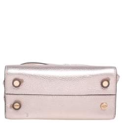 Pre Owned Dior Metallic Light Pink Pebbled Leather Mini Diorever Tote