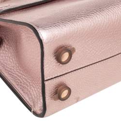 Pre Owned Dior Metallic Light Pink Pebbled Leather Mini Diorever Tote