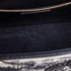 Pre Owned حقيبة يد توتس ديور ليدي ديور جلد مجدول أبيض/أسود مزخرف خرز متوسطة 