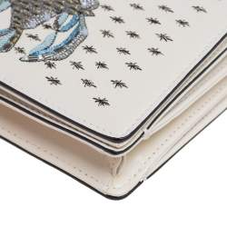 Pre Owned Dior White Leather Embroidered Star Tarot Clutch