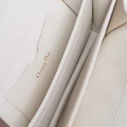 Pre Owned Dior White Leather Embroidered Star Tarot Clutch