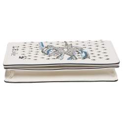 Pre Owned Dior White Leather Embroidered Star Tarot Clutch