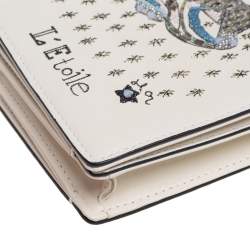 Pre Owned Dior White Leather Embroidered Star Tarot Clutch