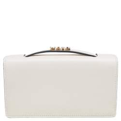 Pre Owned Dior White Leather Embroidered Star Tarot Clutch