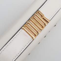 Pre Owned Dior White Leather Embroidered Star Tarot Clutch