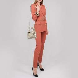 Pre Owned Dior Beige/Gold Python Mini Lady Dior Chain Tote