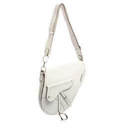 Pre Owned Dior White Leather Front Pocket Saddle Bag