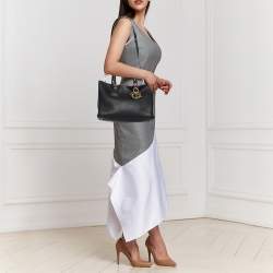 Pre Owned Dior Black Leather Medium Diorissimo Shopper Tote
