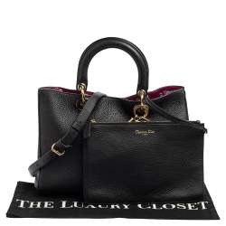 Pre Owned Dior Black Leather Medium Diorissimo Shopper Tote