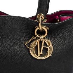 Pre Owned Dior Black Leather Medium Diorissimo Shopper Tote