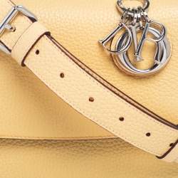 Pre Owned Dior Light Yellow Leather Mini Be Dior Top Handle Bag